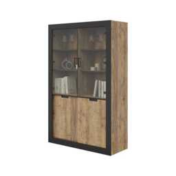 Tudor 12 Tall Display Cabinet 120cm - Oak Sandal 120cm - thumbnail 4