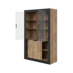 Tudor 12 Tall Display Cabinet 120cm - Oak Sandal 120cm - thumbnail 3
