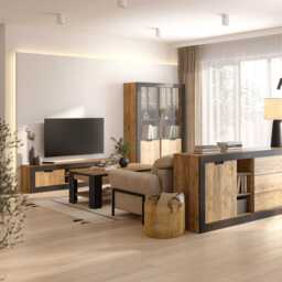 Tudor 12 Tall Display Cabinet 120cm - Oak Sandal 120cm - thumbnail 5