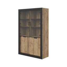 Tudor 12 Tall Display Cabinet 120cm - Oak Sandal 120cm - thumbnail 2