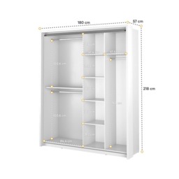Arti 17 - 2 Sliding Door Wardrobe 180cm - White Matt 180cm - thumbnail 7