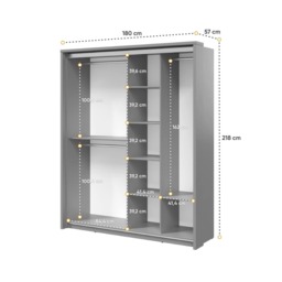 Arti 17 - 2 Sliding Door Wardrobe 180cm - White Matt 180cm - thumbnail 3