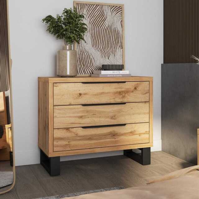 Halle Chest Of Drawers 99cm - Oak Wotan 99cm - image 1
