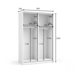 Sofia Sliding Door Wardrobe 80cm - Black 80cm - thumbnail 5