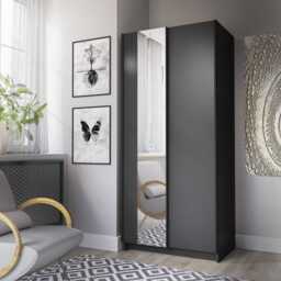 Sofia Sliding Door Wardrobe 80cm - Black 80cm - thumbnail 7