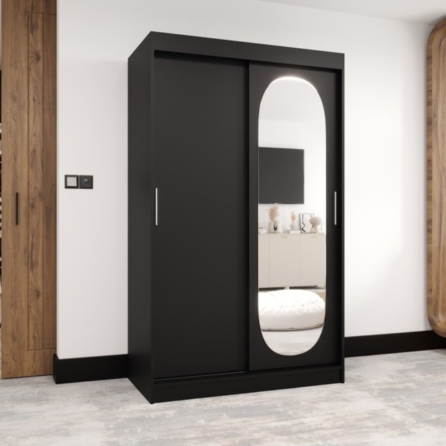 Royal Sliding Door Wardrobe 120cm - Black 120cm - image 1