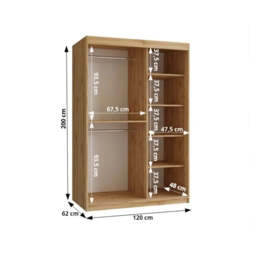 Royal Sliding Door Wardrobe 120cm - Black 120cm - thumbnail 5