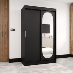 Royal Sliding Door Wardrobe 120cm - Black 120cm - thumbnail 1