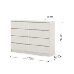 Maja Chest Of Drawers 140cm - Cashmere 140cm - thumbnail 3