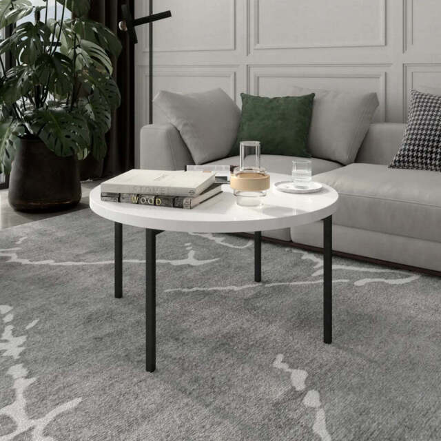 Sigma C Coffee Table 80cm - White Gloss 80cm - image 1