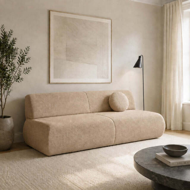 Sofa Bed Puente - 214cm 100cm Beige 06 - image 1