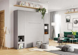 CP-01 Vertical Wall Bed Concept Pro 140cm with Storage Cabinets - White Gloss 140 x 200cm 245cm - thumbnail 8