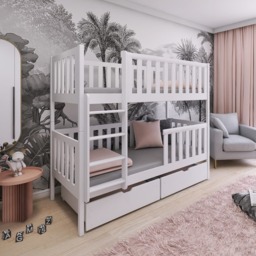 Wooden Bunk Bed Michalina With Storage - Cotton Without Mattresses - thumbnail 3