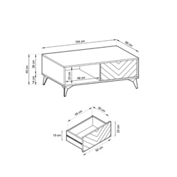 Diamond Coffee Table 104cm - Oak Evoke 104cm - thumbnail 5