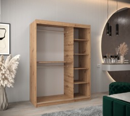 Rhomb Sliding Door Wardrobe 150cm - White 150cm - thumbnail 4