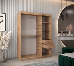 Rhomb Sliding Door Wardrobe 150cm - White 150cm - thumbnail 5