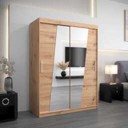Rhomb Sliding Door Wardrobe 150cm - White 150cm - thumbnail 2