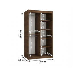 Rubino V1 Sliding Door Wardrobe 100cm - Oak Walnut 100cm - thumbnail 5