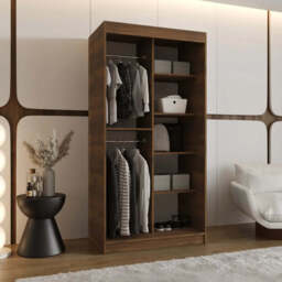 Rubino V1 Sliding Door Wardrobe 100cm - Oak Walnut 100cm - thumbnail 2