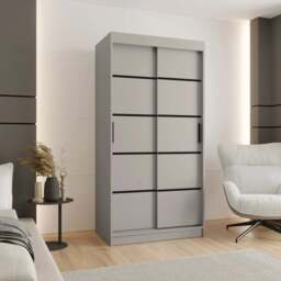 Rubino V1 Sliding Door Wardrobe 100cm - Oak Walnut 100cm - thumbnail 6