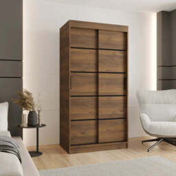 Rubino V1 Sliding Door Wardrobe 100cm - Oak Walnut 100cm