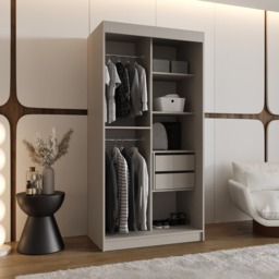 Rubino V1 Sliding Door Wardrobe 100cm - Oak Walnut 100cm - thumbnail 8