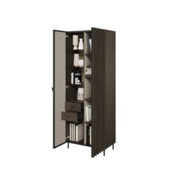 Piemonte PE-02 Tall Display Cabinet 73cm - Portland Ash 73cm - thumbnail 3