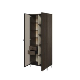 Piemonte PE-02 Tall Display Cabinet 73cm - Portland Ash 73cm - thumbnail 2