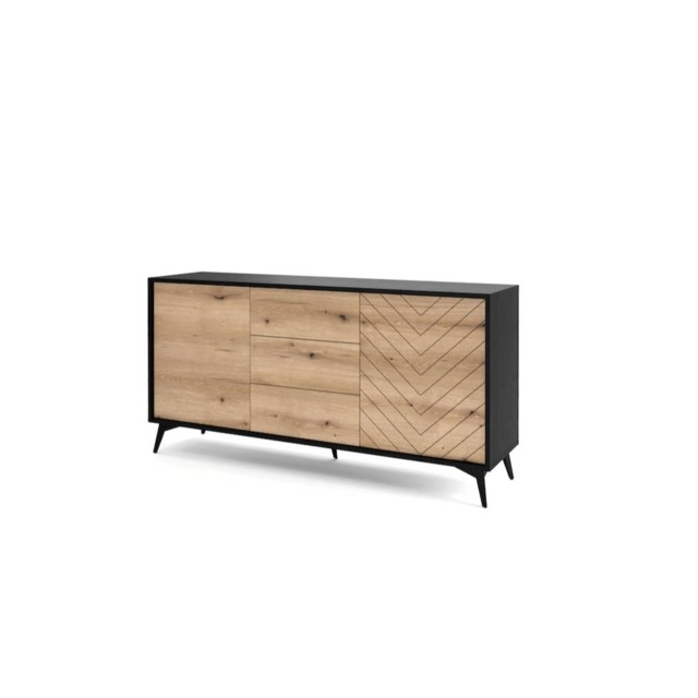 Diamond Large Sideboard Cabinet 154cm [Drawers] - Oak Evoke 154cm - image 1