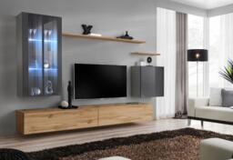 "Switch XII Entertainment Unit For TVs Up To 58"" - Oak Wotan 330cm Graphite" - thumbnail 1