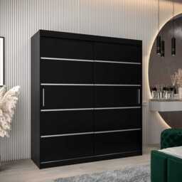 Verona 01 Sliding Door Wardrobe 180cm - Black 180cm - thumbnail 1