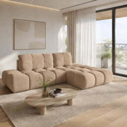 Corner Sofa Bed Noel - Beige 292cm Left - thumbnail 4