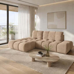 Corner Sofa Bed Noel - Beige 292cm Left - thumbnail 1
