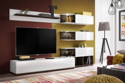 "Silk Entertainment Unit For TVs Up To 55"" - White Gloss 240cm"