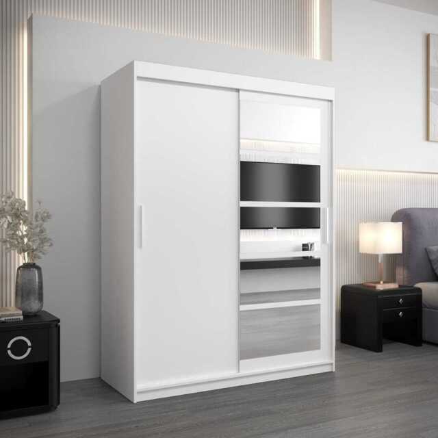 Roma I Sliding Door Wardrobe 150cm - White 150cm - image 1