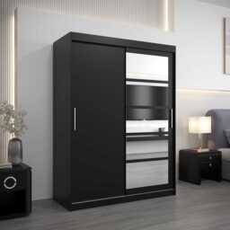 Roma I Sliding Door Wardrobe 150cm - White 150cm - thumbnail 2