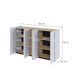 Easy EA-01 Sideboard Cabinet 156cm - White 156cm - thumbnail 7