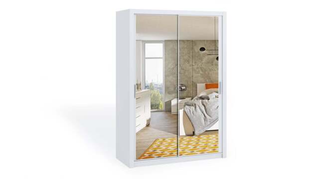 Bono Sliding Door Wardrobe With Mirrors 150cm - White Matt 150cm - image 1