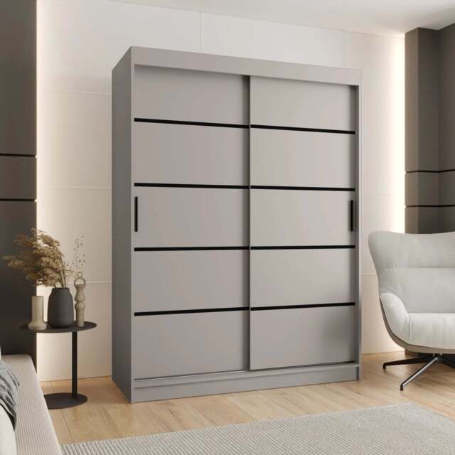 Rubino V1 Sliding Door Wardrobe 150cm - Cashmere 150cm - image 1