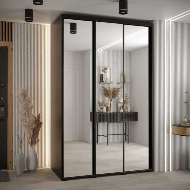 Cannes II Sliding Door Wardrobe 160cm - Black 160cm - image 1