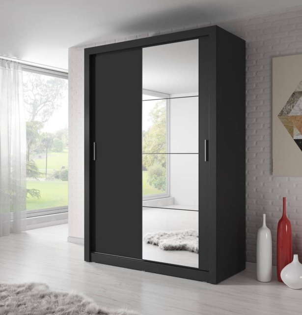 Arti 4 - 2 Sliding Door Wardrobe 150cm - Black Matt 150cm - image 1