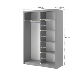Arti 4 - 2 Sliding Door Wardrobe 150cm - Black Matt 150cm - thumbnail 5