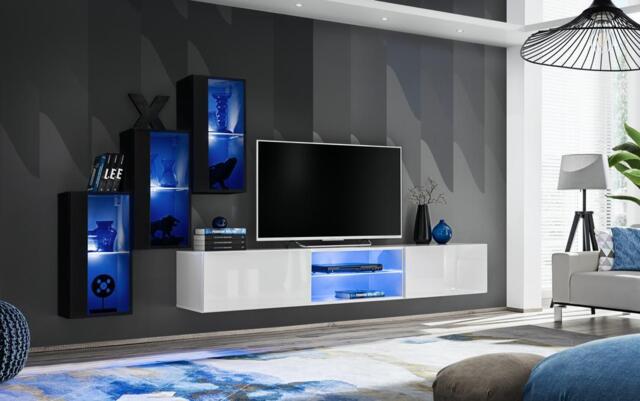 "Switch XXII Wall Entertainment Unit For TVs Up To 60"" - White 210cm Black" - image 1