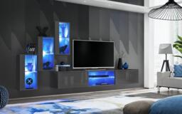"Switch XXII Wall Entertainment Unit For TVs Up To 60"" - White 210cm Black" - thumbnail 4