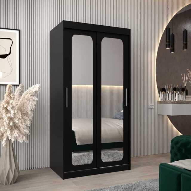 Uppsala T3 Sliding Door Wardrobe 100cm - Black 100cm - image 1