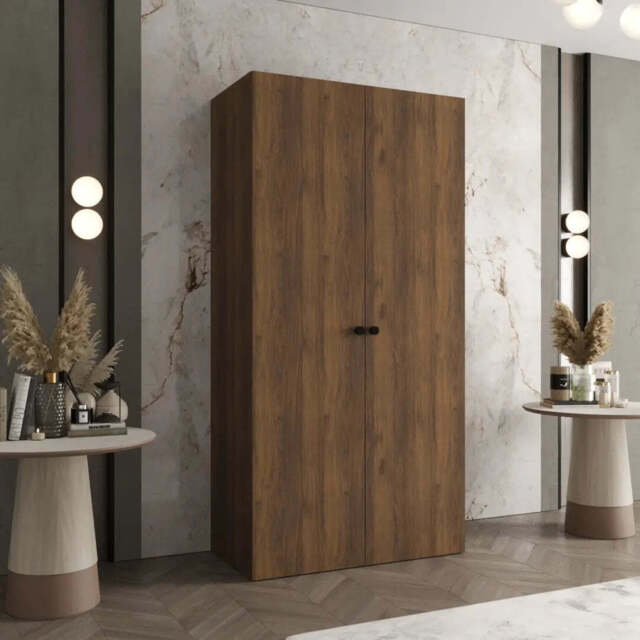 Parma I Hinged Door Wardrobe 100cm - Oak Walnut 100cm - image 1