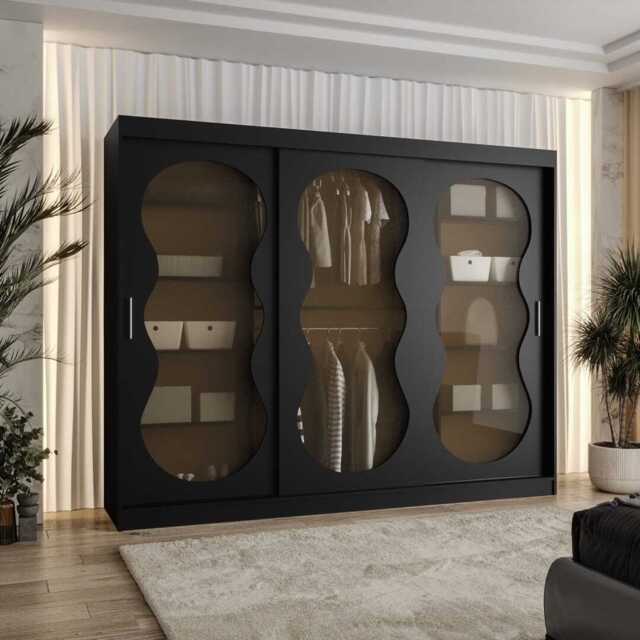 Bahrain III Sliding Door Wardrobe 250cm - Black 250cm - image 1