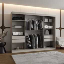 Bahrain III Sliding Door Wardrobe 250cm - Black 250cm - thumbnail 6