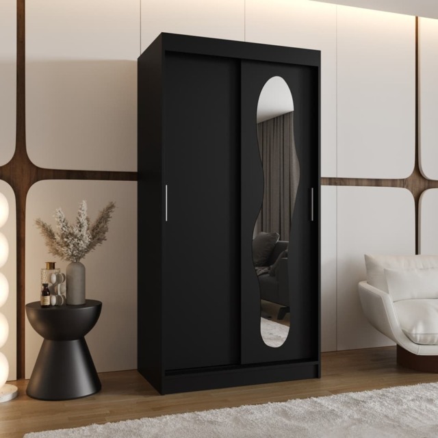 Ultra Sliding Door Wardrobe 100cm - Black 100cm - image 1