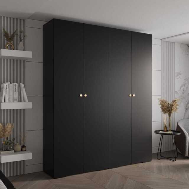 Inova II Hinged Door Wardrobe 200cm - Black 200cm - image 1